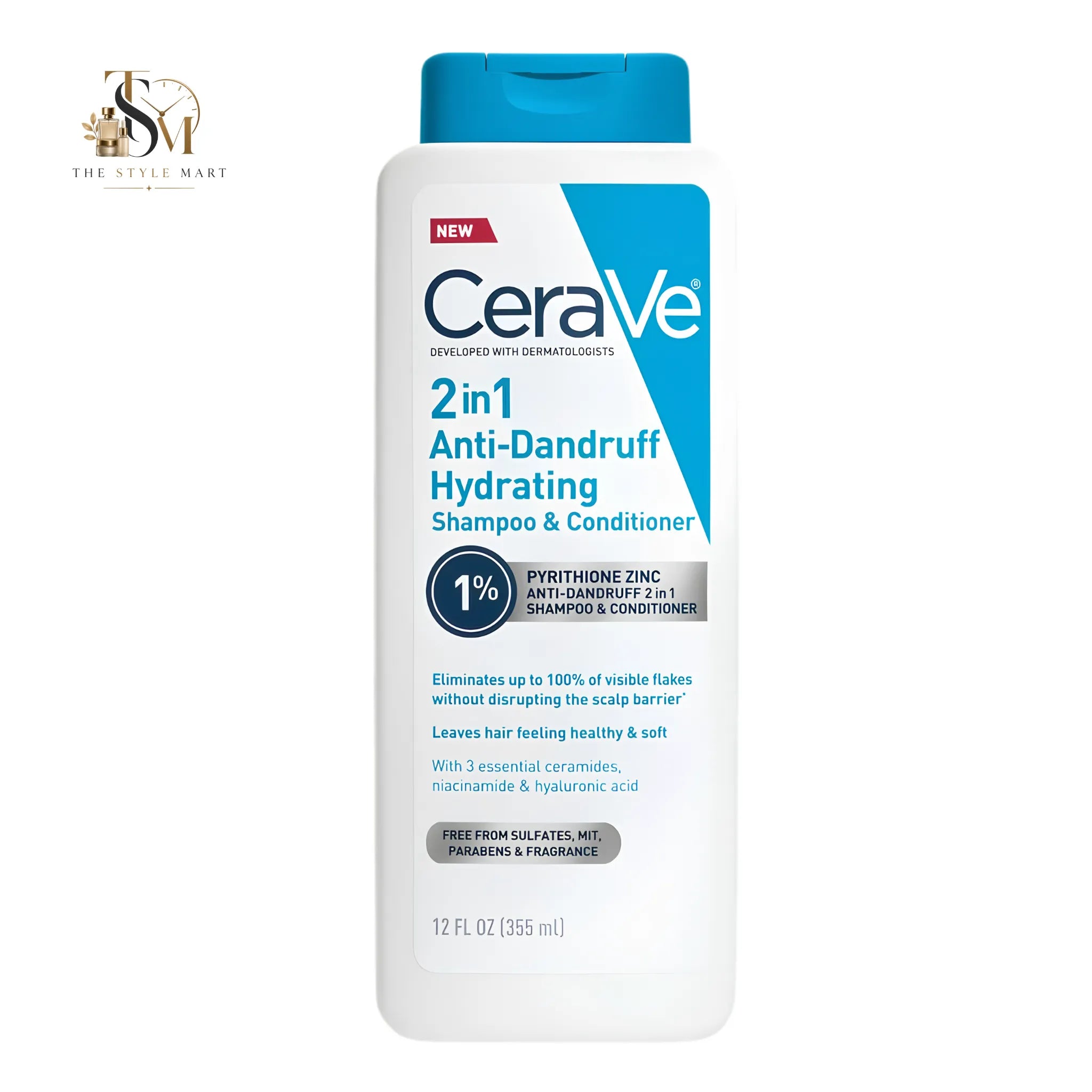 CeraVe 2-in-1 Anti-Dandruff Hydrating Shampoo & Conditioner 355ml | Dandruff Control Shampoo + Conditioner
