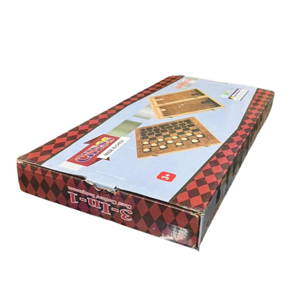 3 In 1 Premium Chess Board Set – Chess, Checkers & Backgammon Folding Game Board