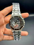 AP Luxury Sport Skeleton Watch | Black Open Dial | Brushed Steel Case