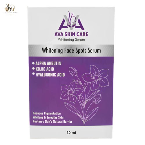 AVA Fade Spots Serum with Niacinamide, Alpha Arbutin, Kojic Acid, Glycolic Acid, and Glutathione for reducing dark spots and brightening skin