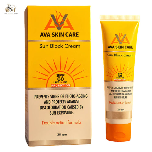 AVA Sunblock with Zinc Oxide, Titanium Dioxide, Aloe Vera, and Vitamin E for broad-spectrum UVA and UVB protection