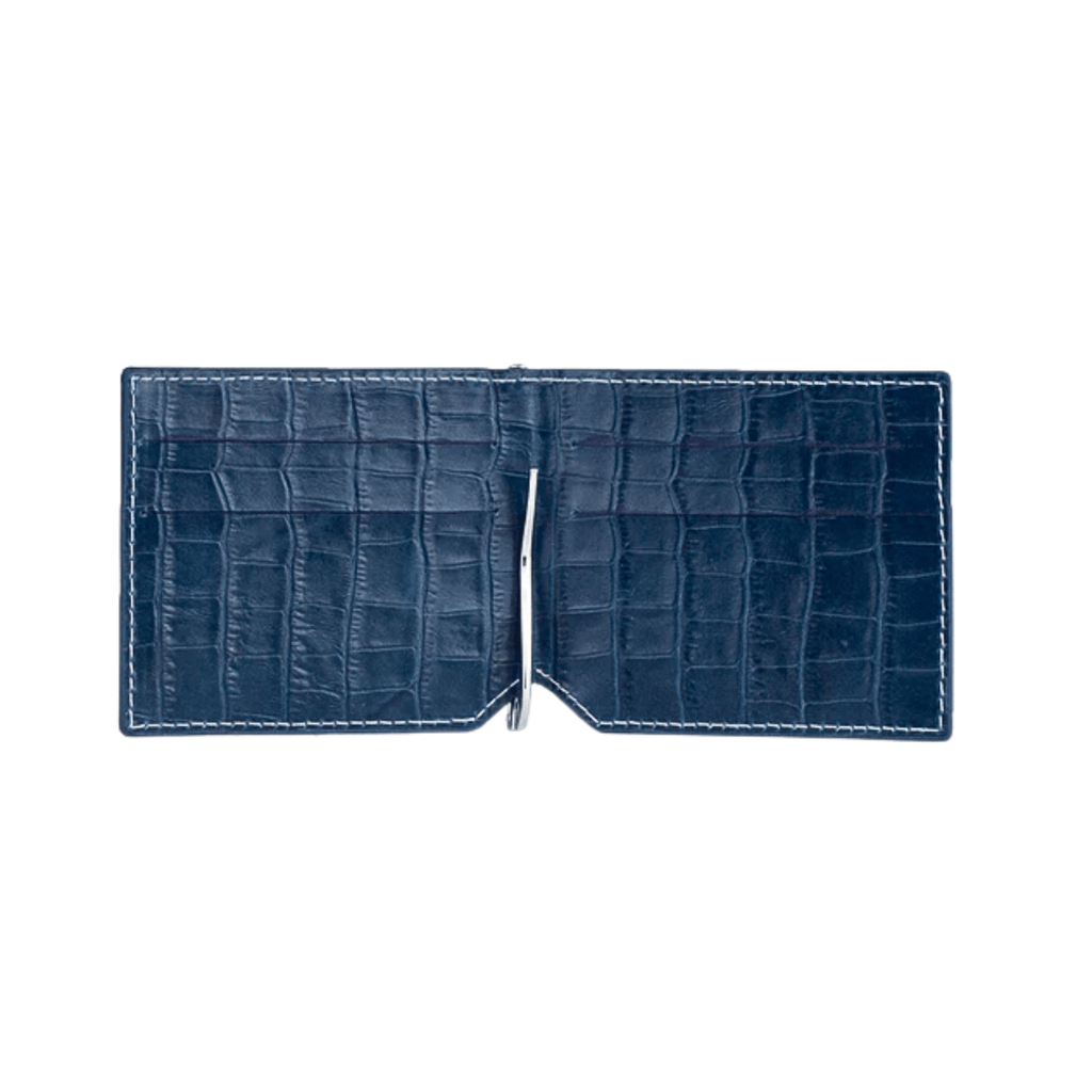 Blue Crocodile Texture Leather Wallet