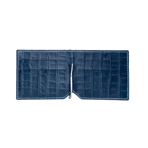 Blue Crocodile Texture Leather Wallet