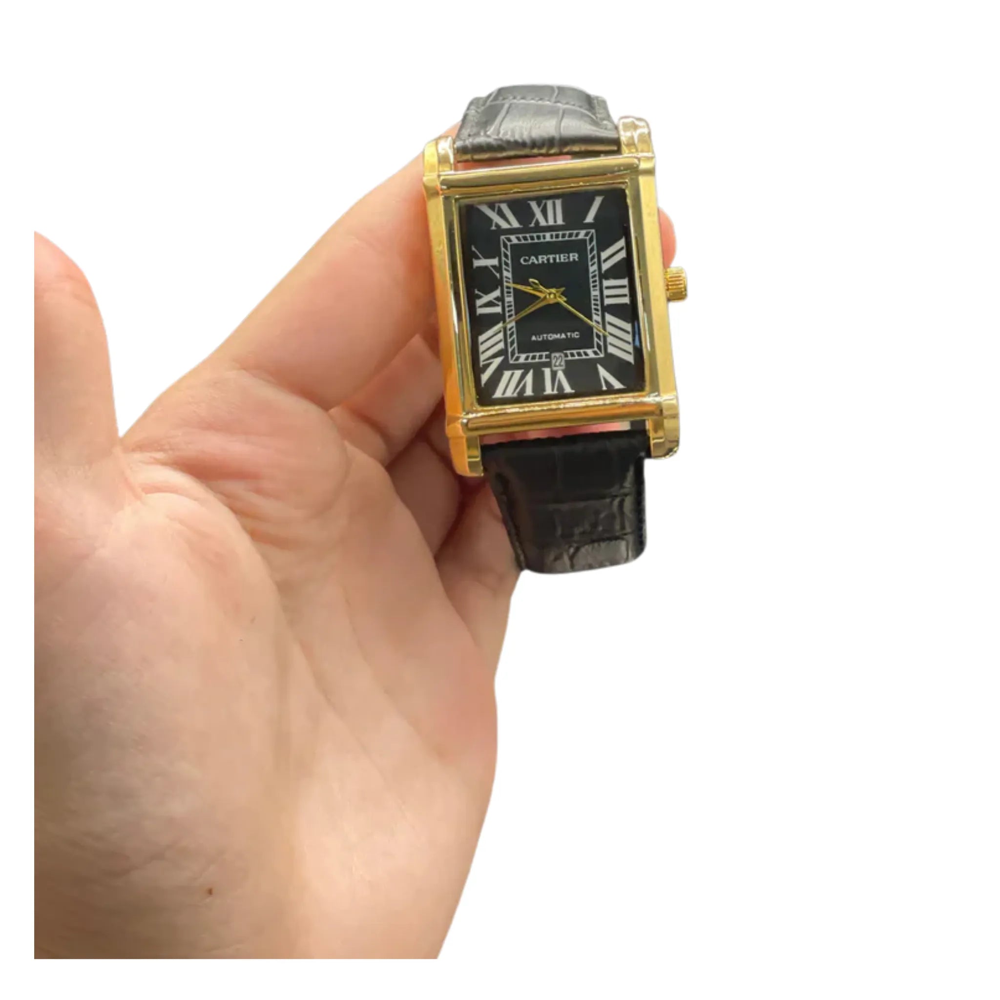 CTR Black Leather Strap With Clean Black Dial Watch