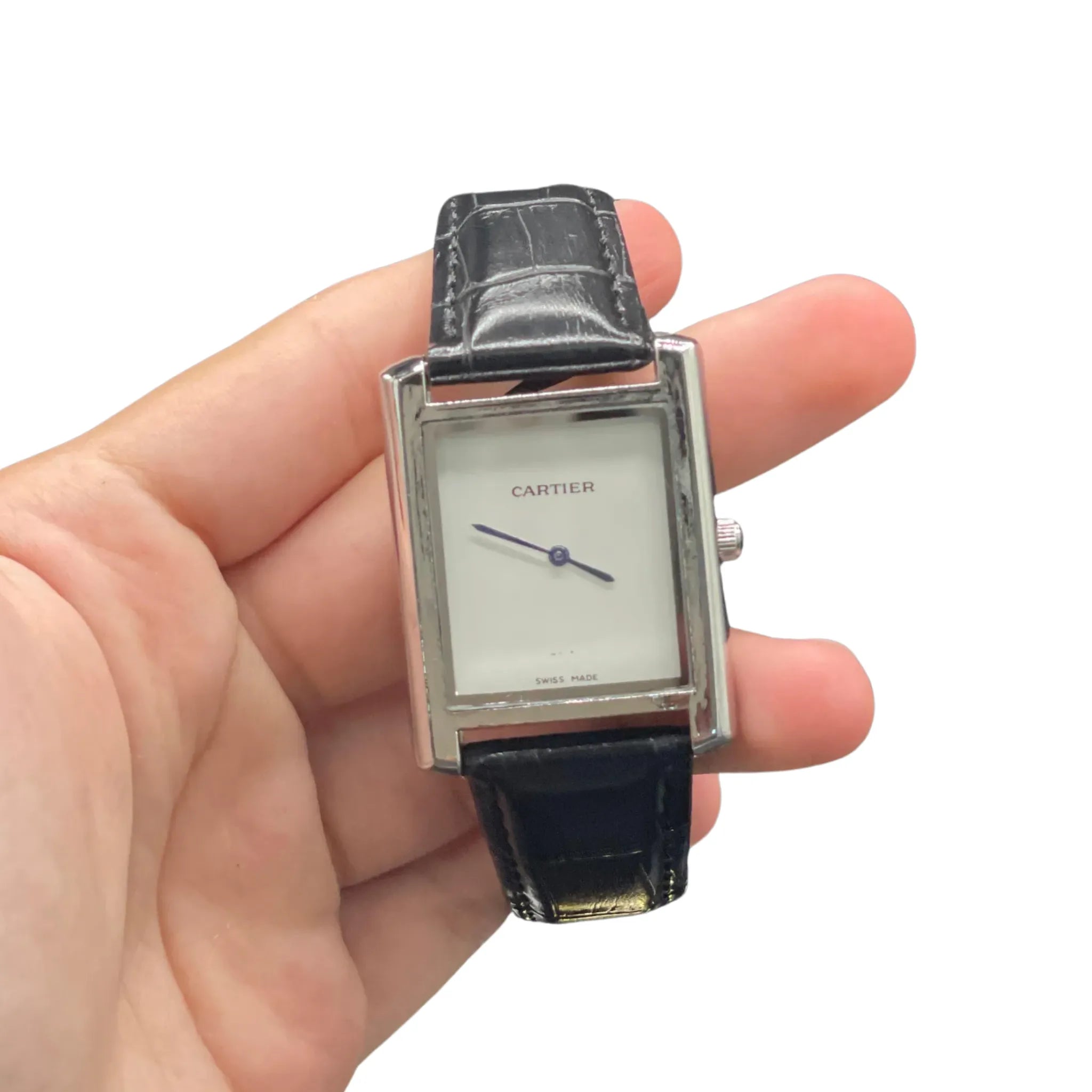 CTR Black Leather Strap With Clean White Dial Watch