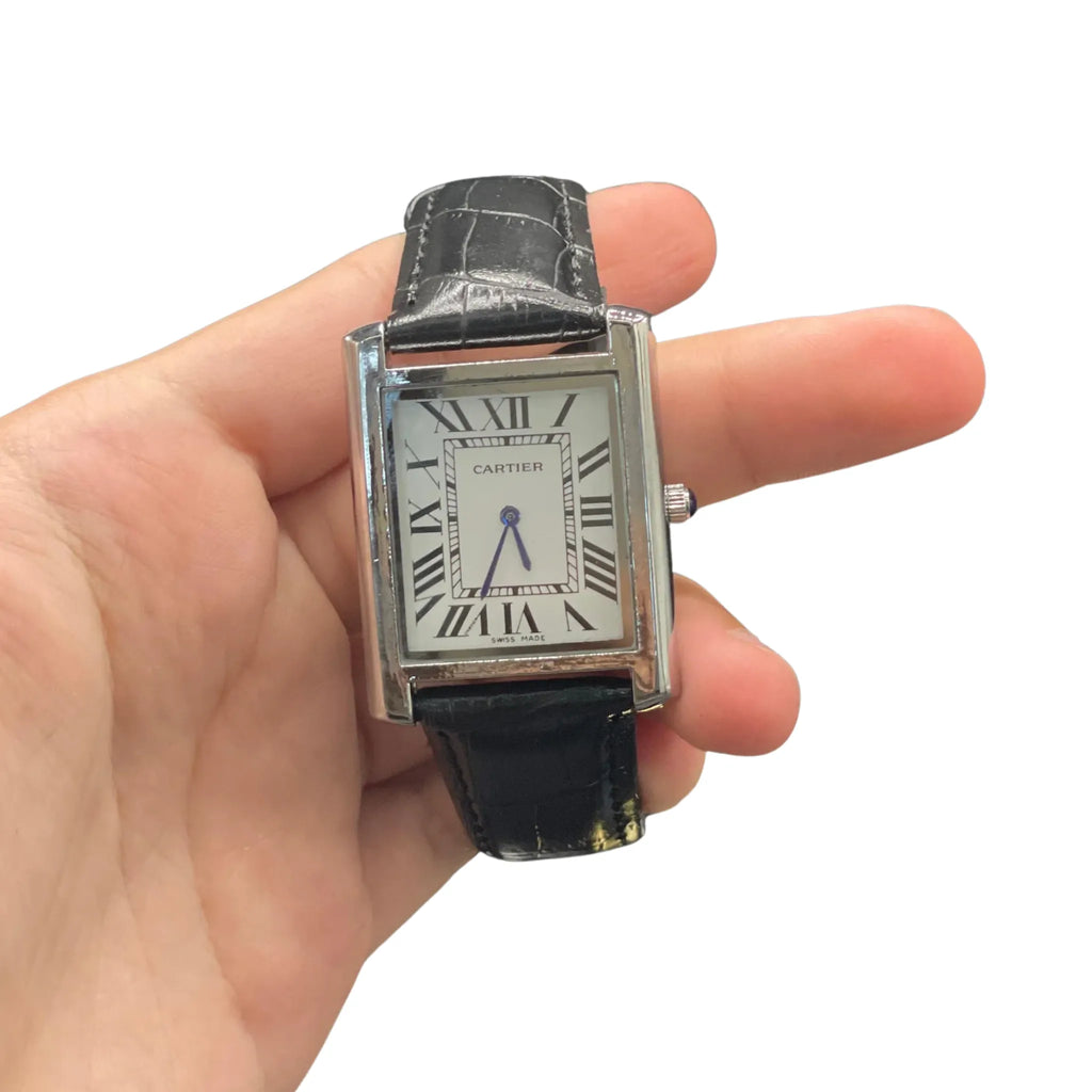 CTR Black Leather Strap With Detailed White Dial Watch