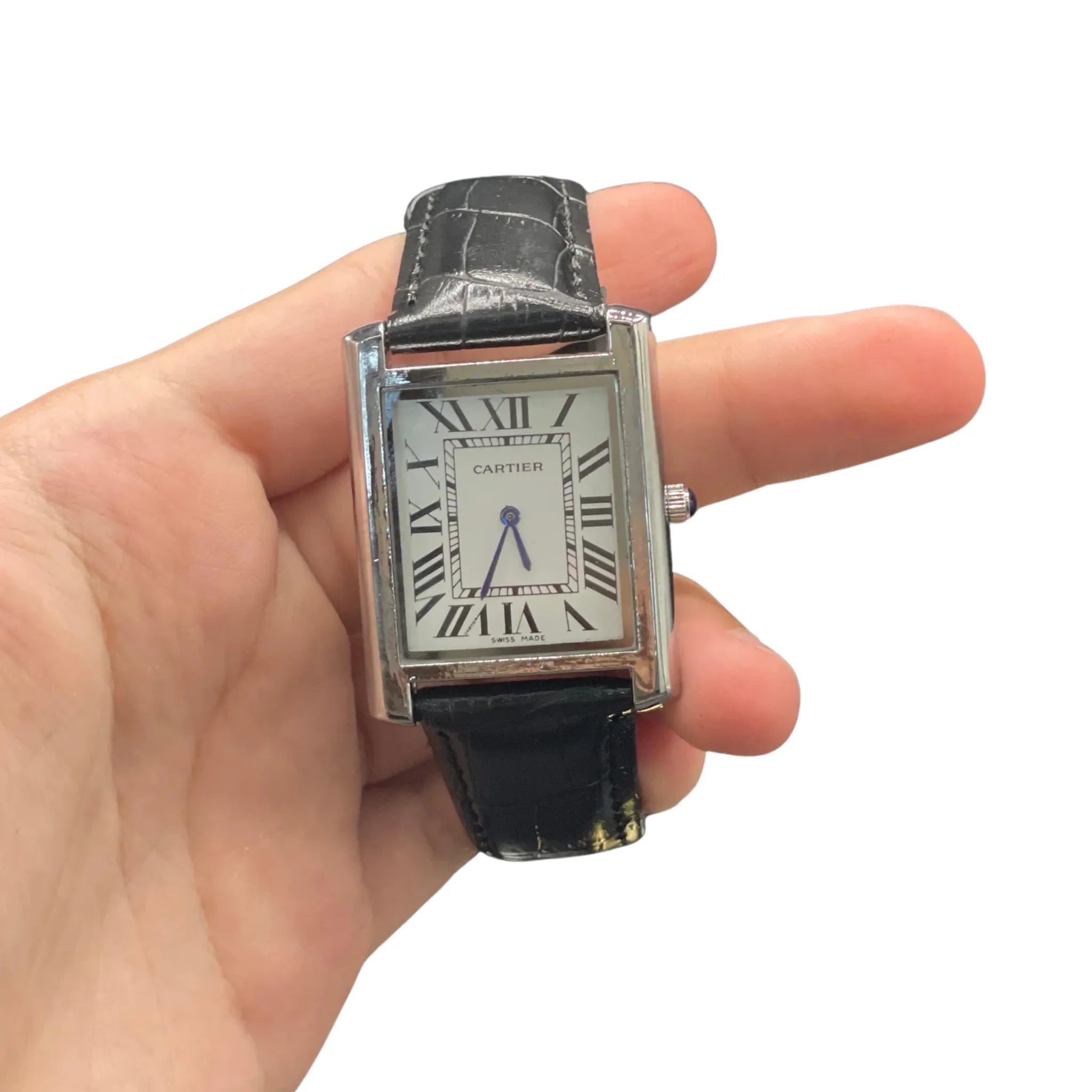 CTR Black Leather Strap With Detailed White Dial Watch