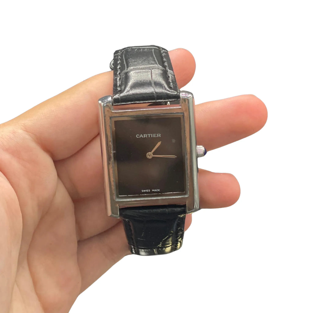 CTR Black Leather Strap With Simple Black Dial Watch