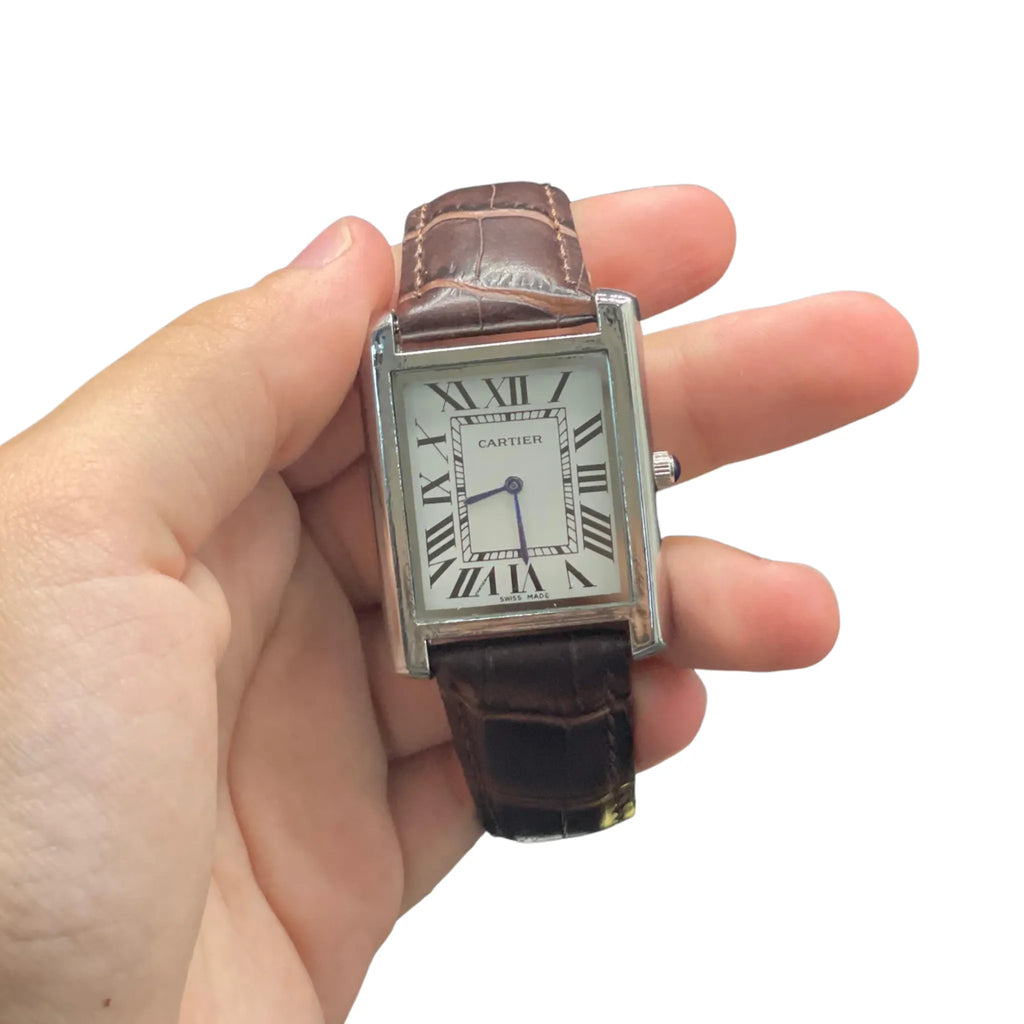 CTR Brown Leather Strap With Classic Clean White Dial Watch