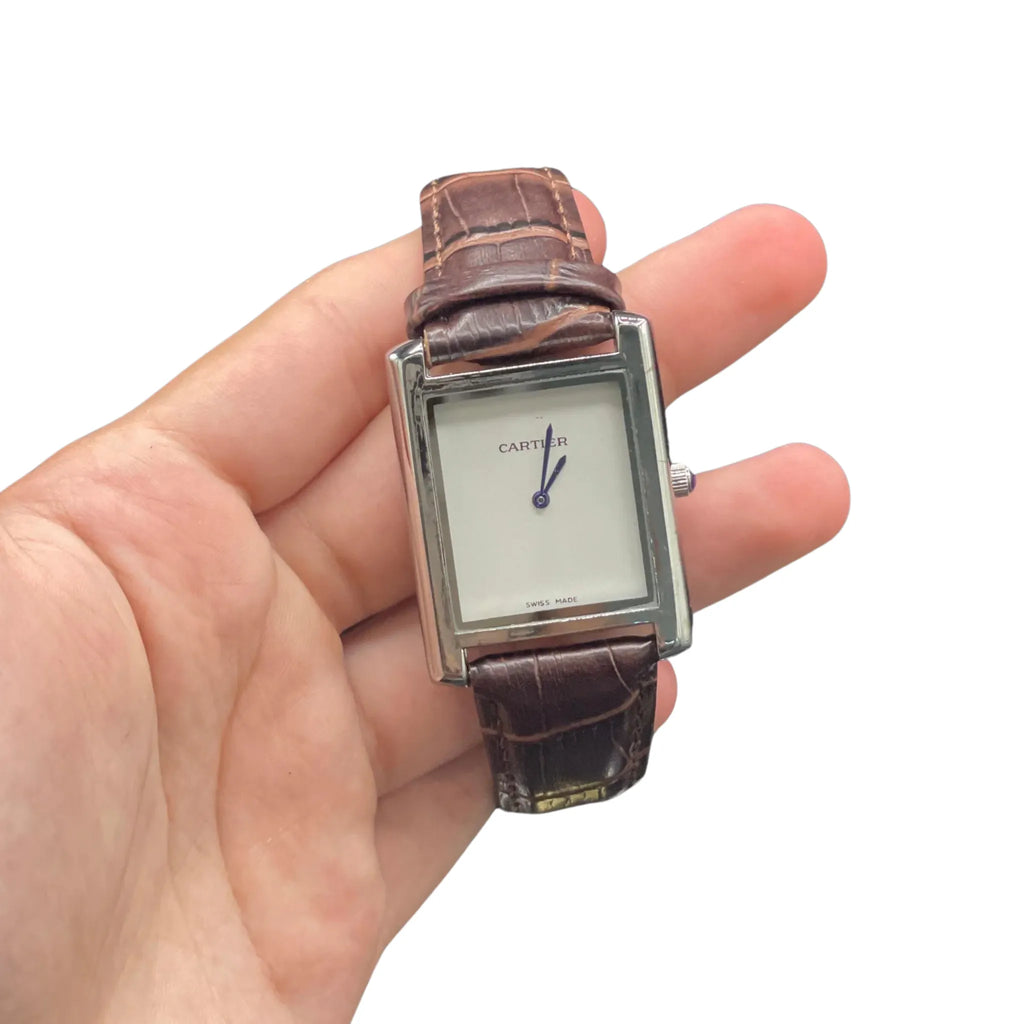 CTR Brown Leather Strap With Clean White Dial Watch