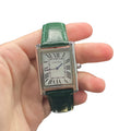 CTR Green Leather Strap With Clean White Dial Watch