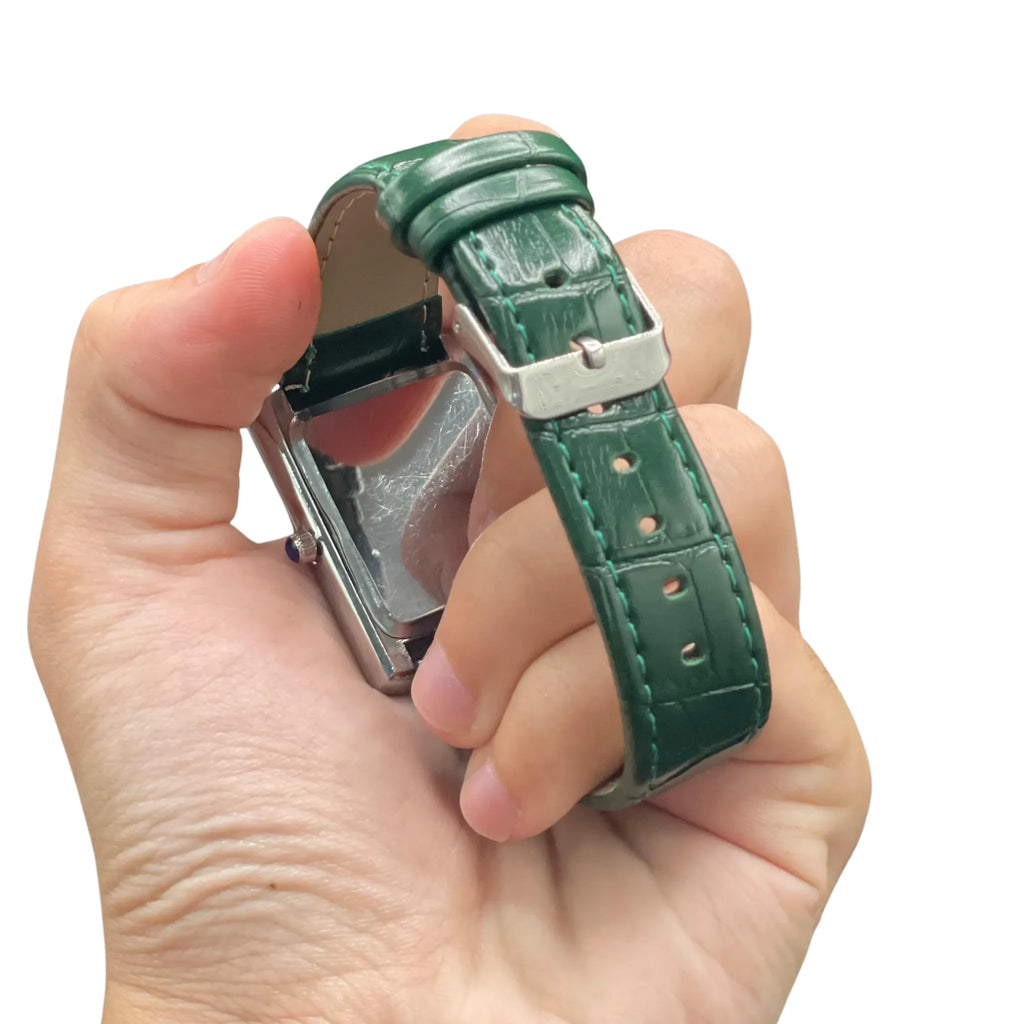 CTR Green Leather Strap With Clean White Dial Watch
