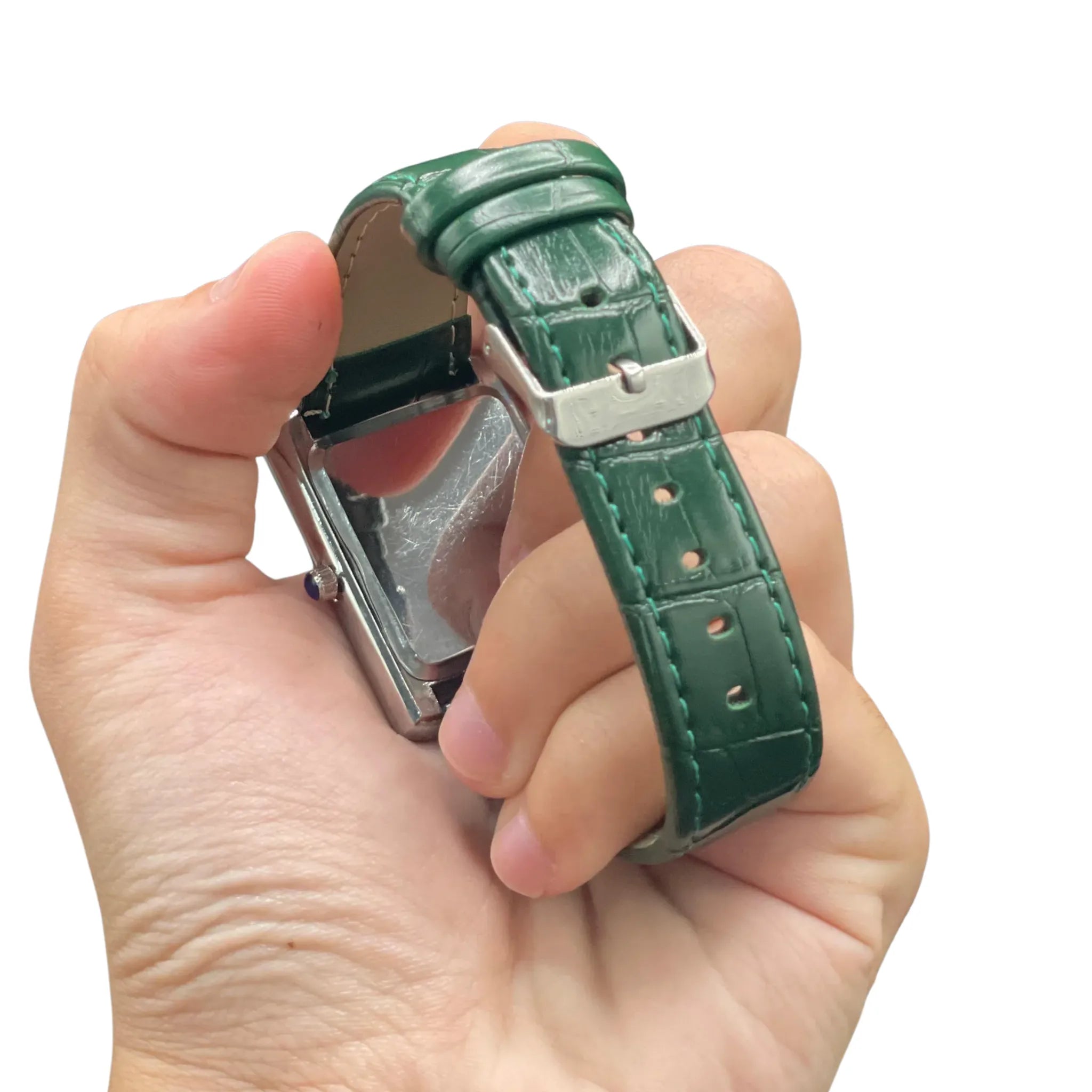 CTR Green Leather Strap With Clean White Dial Watch