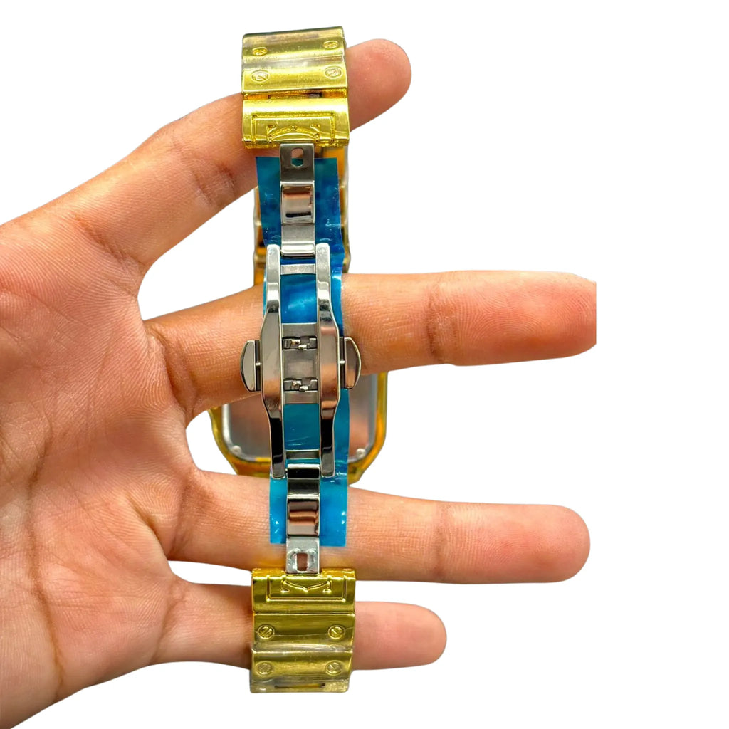 CTR Luxury Gold Square Watch – Gold Dial Roman Numbers _ Premium Metal Bracelet
