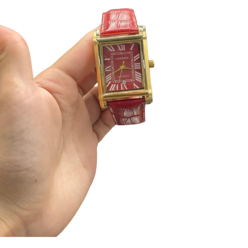 CTR Red Leather Strap With Luxurious Red Dial Watch