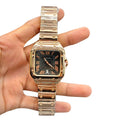 CTR Rose Gold Square Watch – Black Dial Roman Numbers _ Premium Metal Bracelet