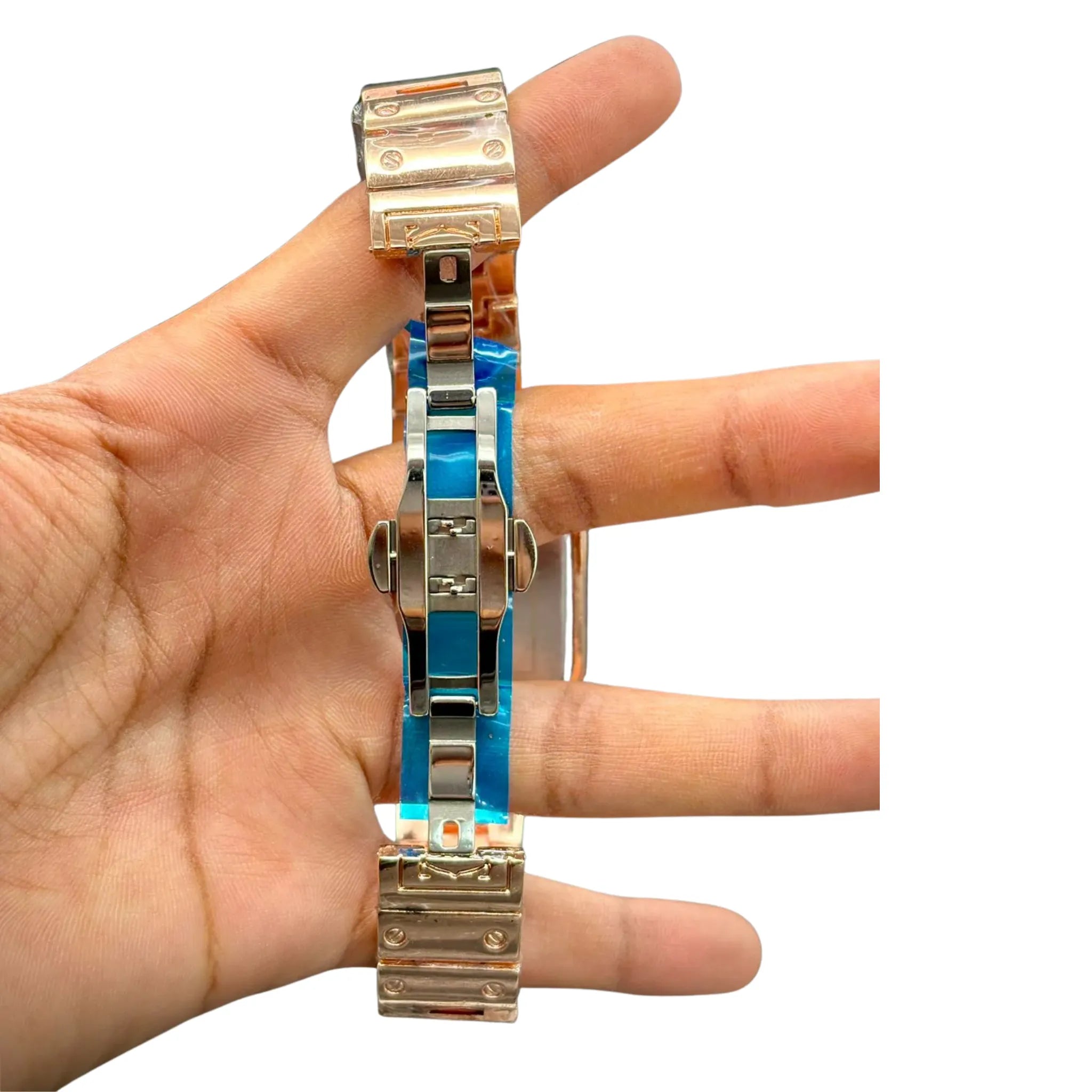 CTR Rose Gold Square Watch – Black Dial Roman Numbers _ Premium Metal Bracelet