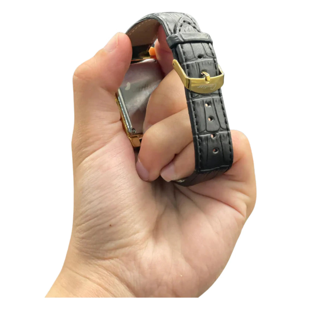 CTR Black Leather Strap With Clean Black Dial Watch