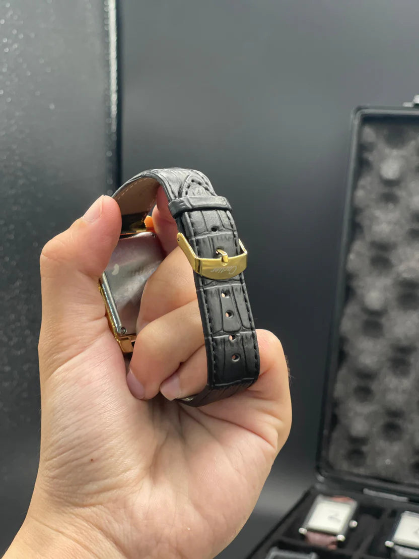 CTR Black Leather Strap With Clean Black Dial Watch