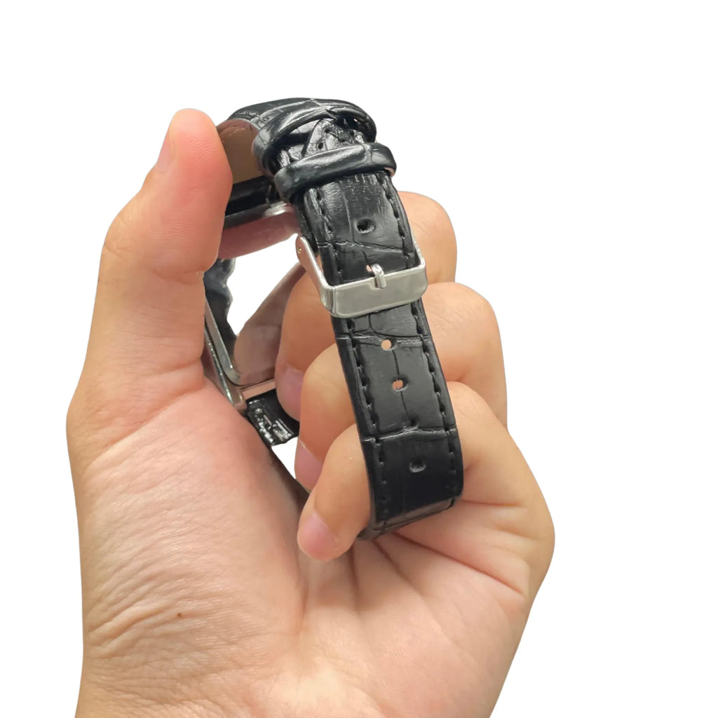 CTR Black Leather Strap With Clean White Dial Watch