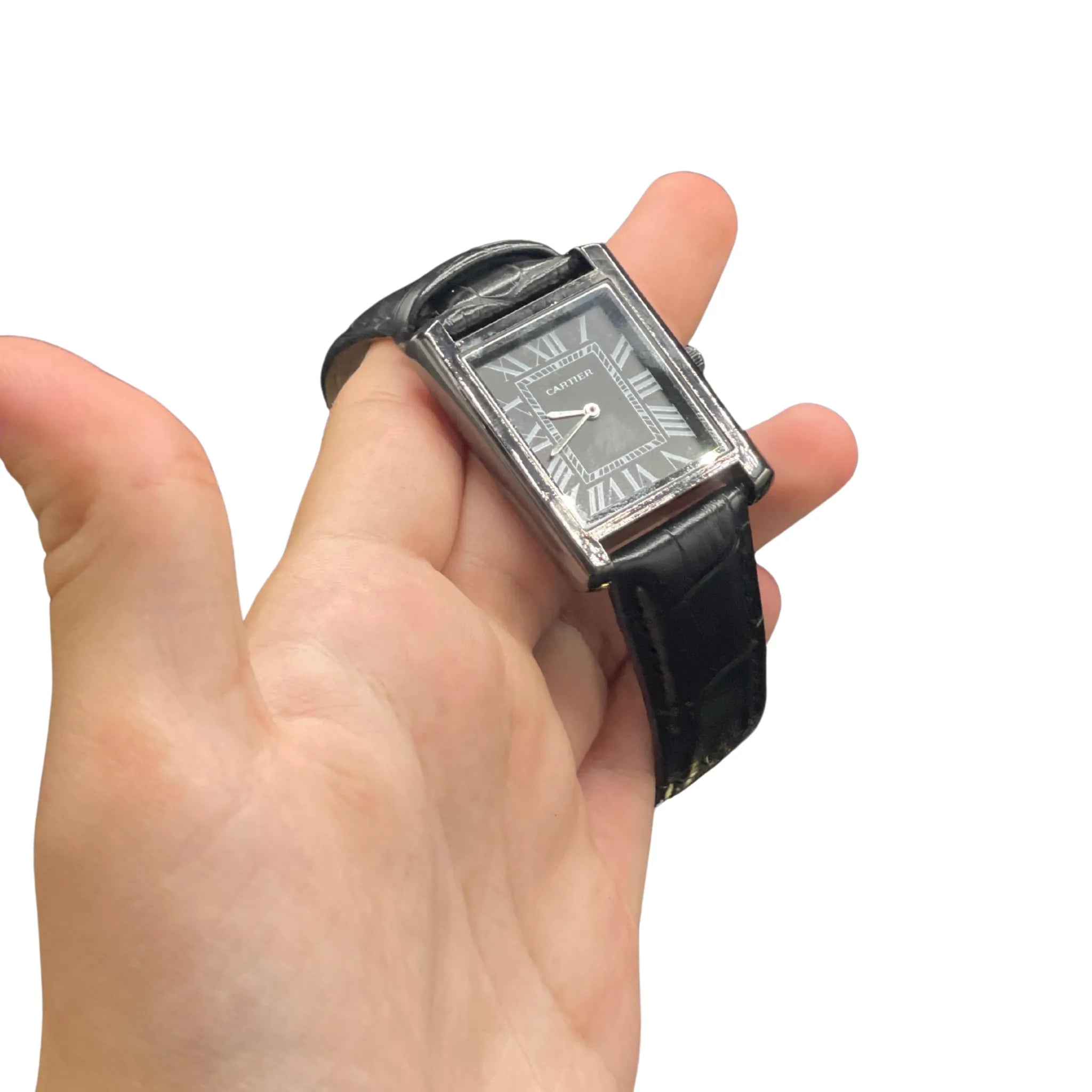 CTR Black Leather Strap With Sleek Black Dial Watch