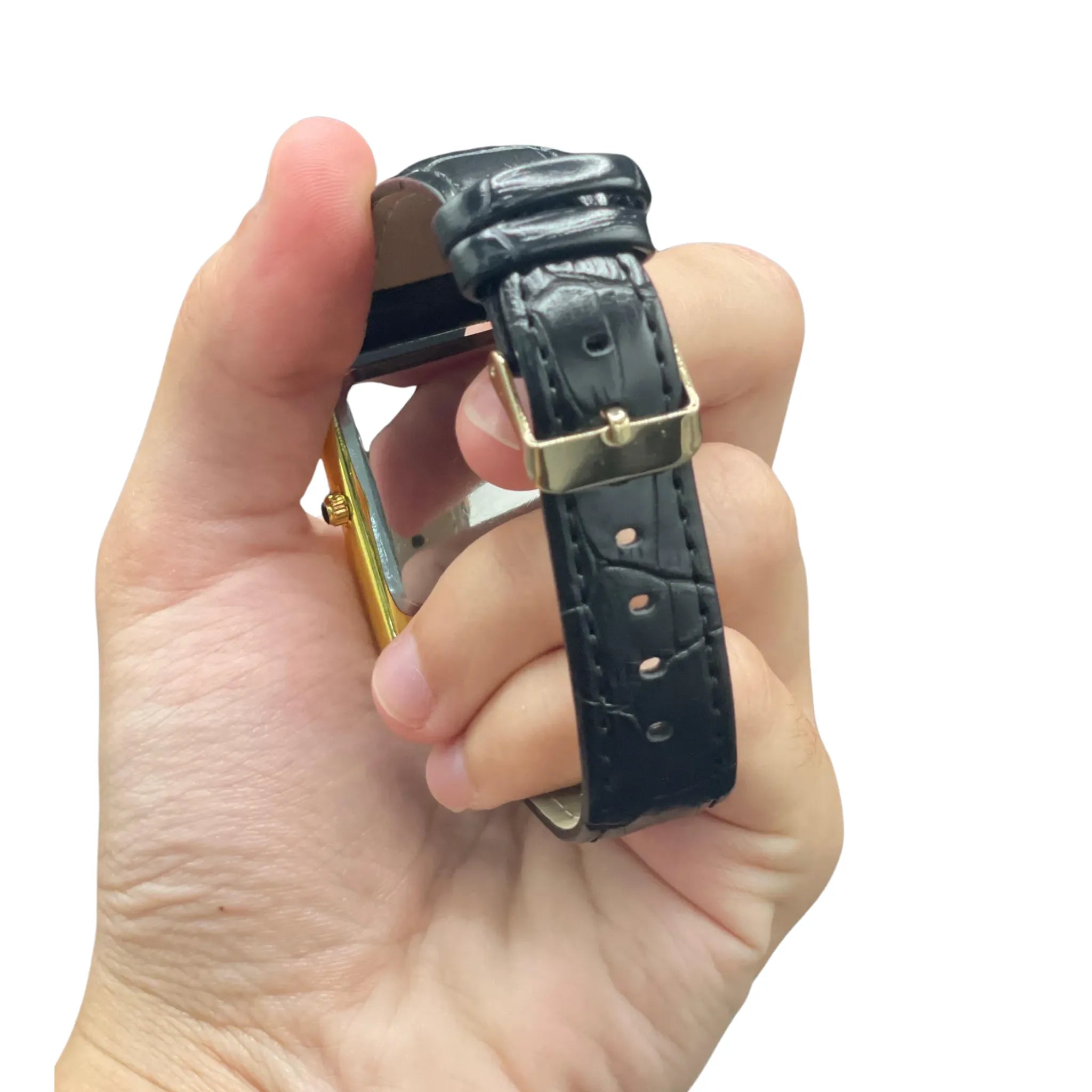 CTR Black Leather Strap With Sleek Black Dial Watch