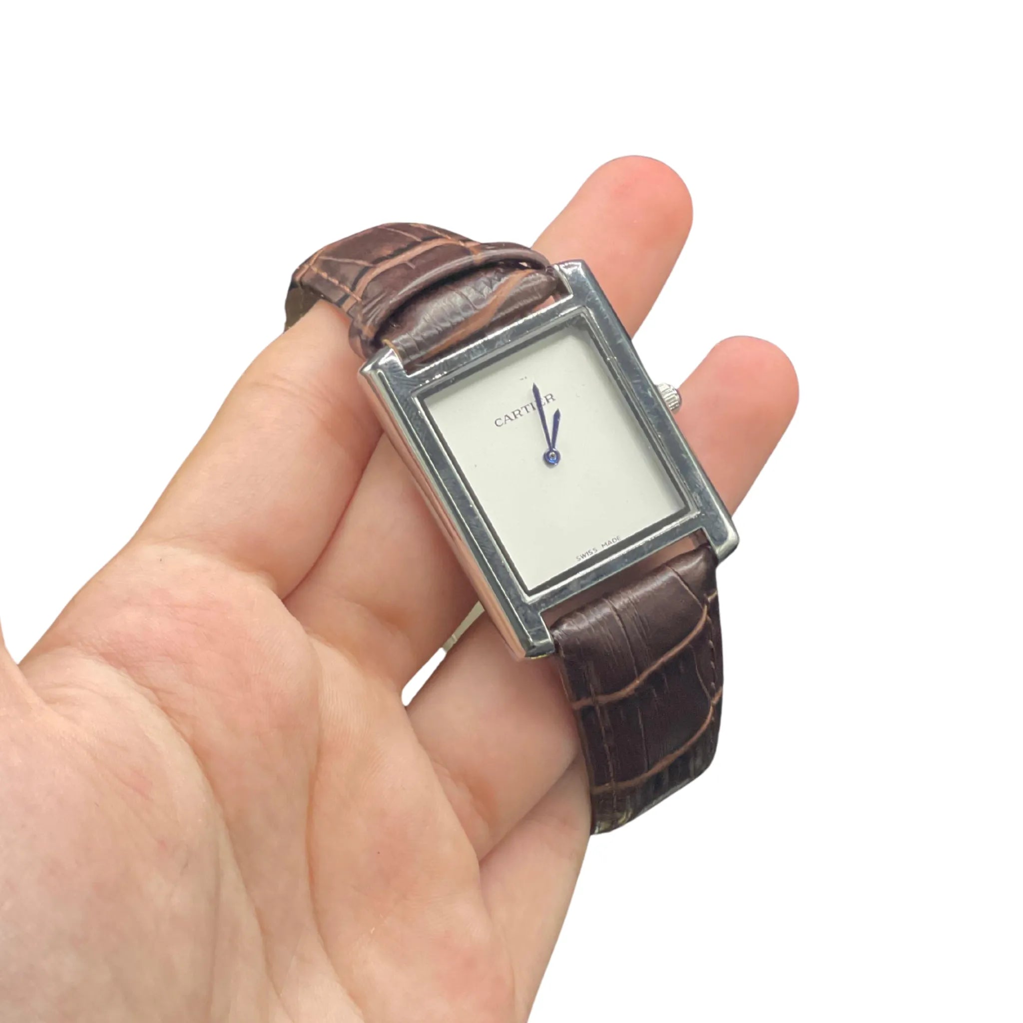 CTR Brown Leather Strap With Clean White Dial Watch