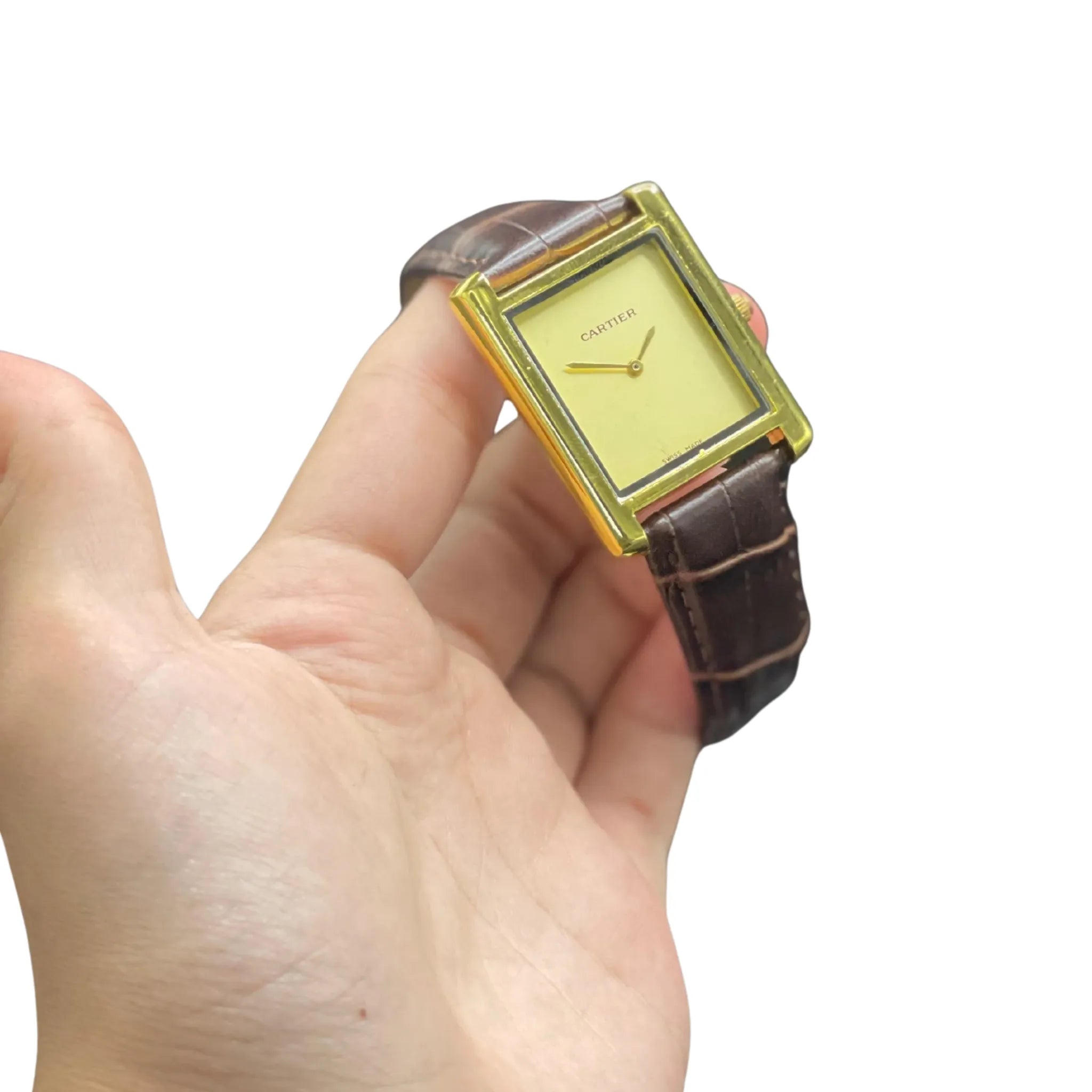 CTR Brown Leather Strap With Radiant Golden Dial Watch