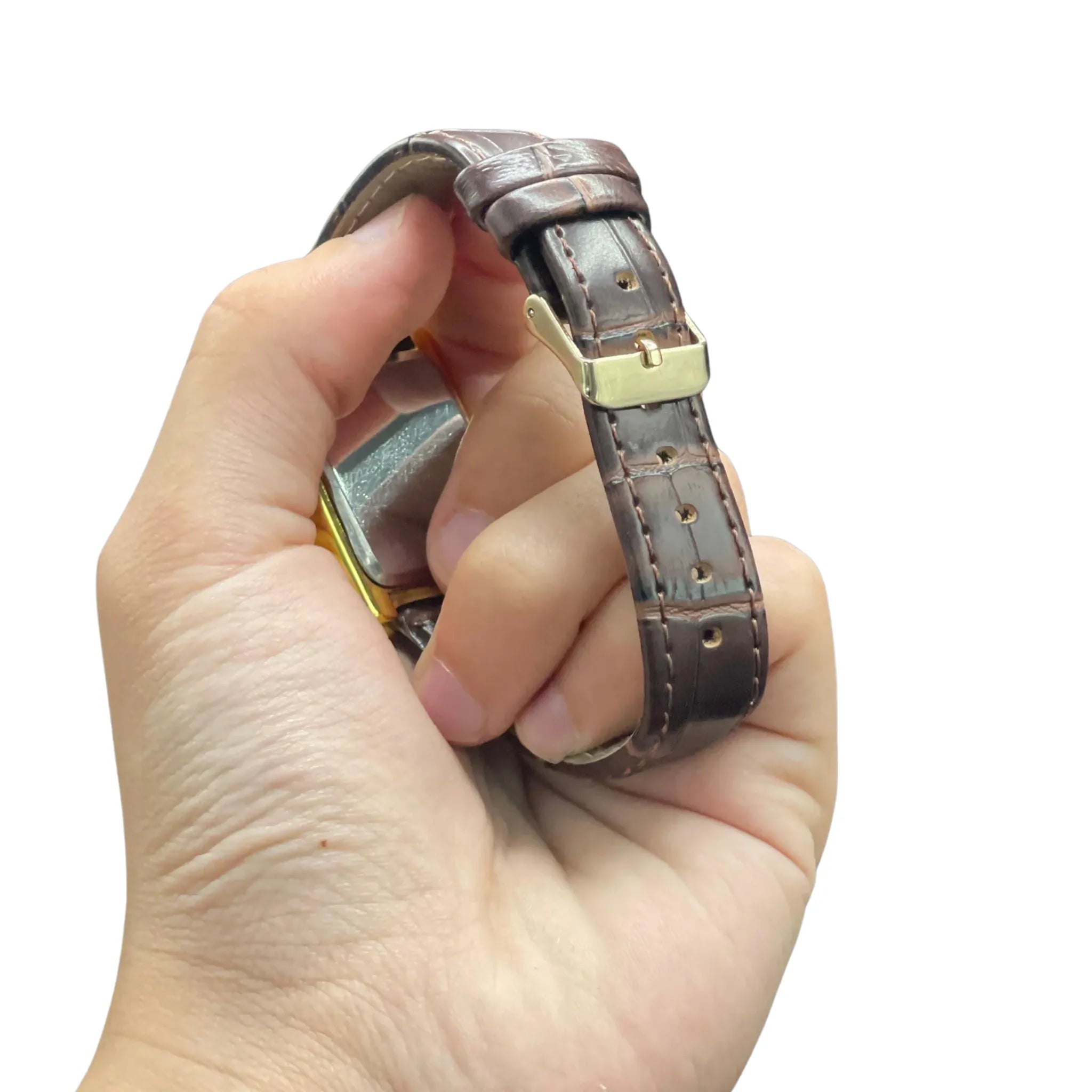 CTR Brown Leather Strap With Radiant Golden Dial Watch