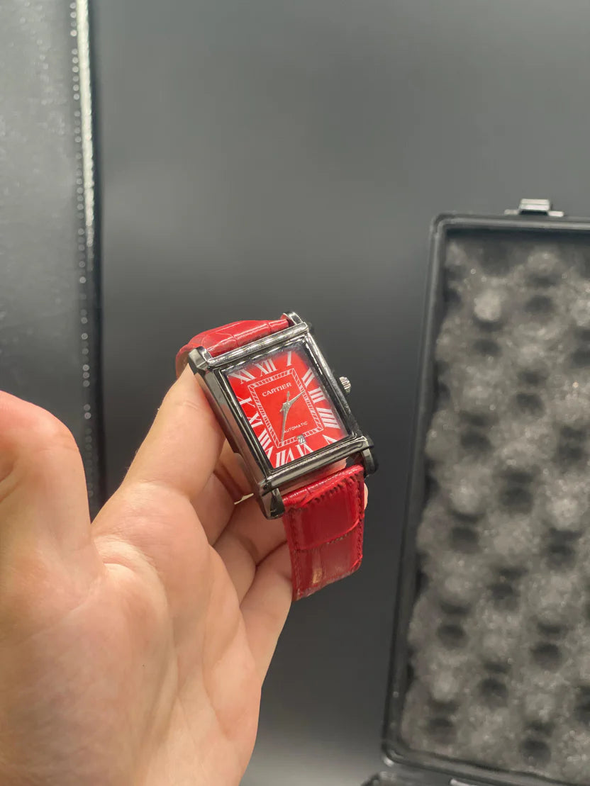 CTR Red Leather Strap With Striking Red Dial Watch