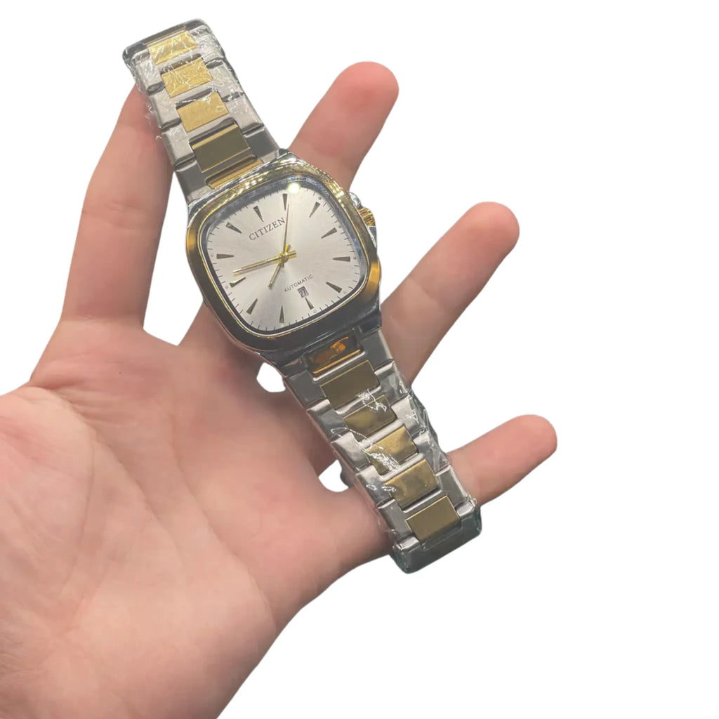 CTZ Two-Tone Square Silver Dial Watch — Gold Cushion Case + Steel Bracelet Vintage Edition