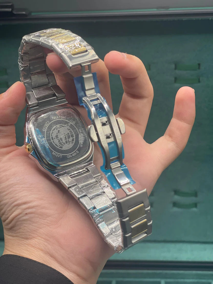 CTZ Two-Tone Square Silver Dial Watch — Gold Cushion Case + Steel Bracelet Vintage Edition