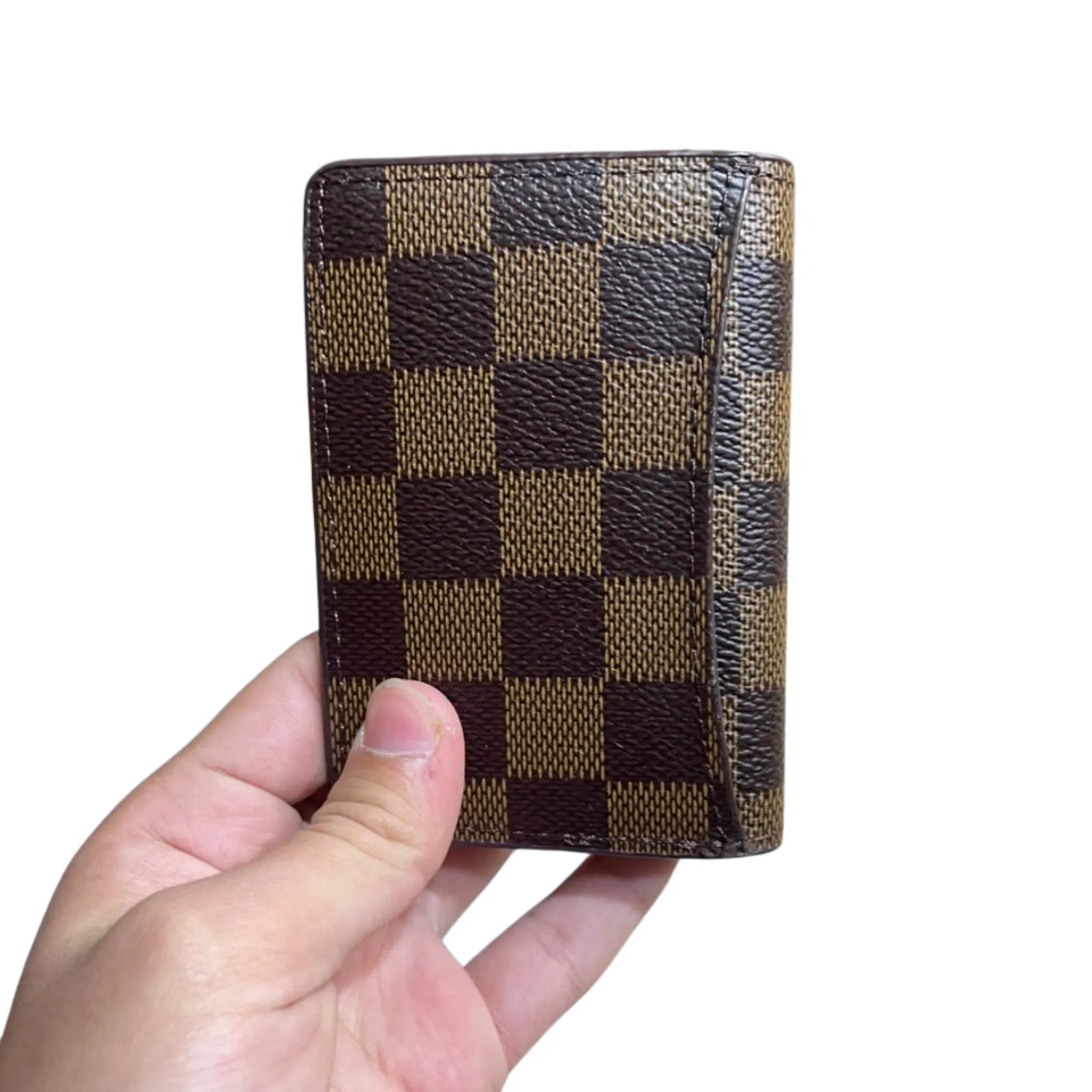 Classic Brown Checkered Bi-Fold Leather Wallet for Men LV