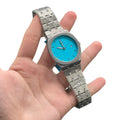GUCI Silver Stainless Steel Turquoise Blue Dial Luxury Watch – Sport Edition