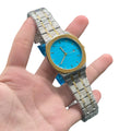 GUCI Two Tone Gold Silver Turquoise Blue Dial Luxury Watch – Sport Edition