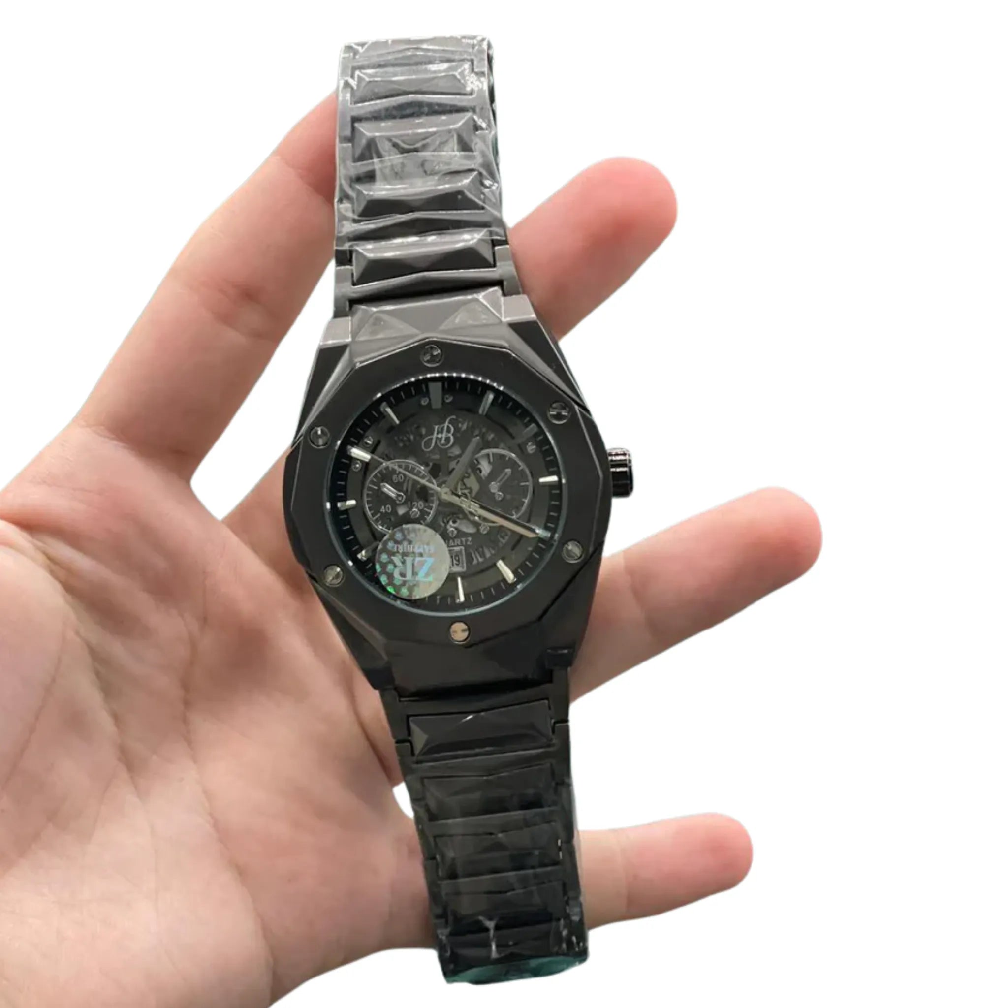 HB Black Chain Black Chronograph Dial Watch – Luxury Sport Edition
