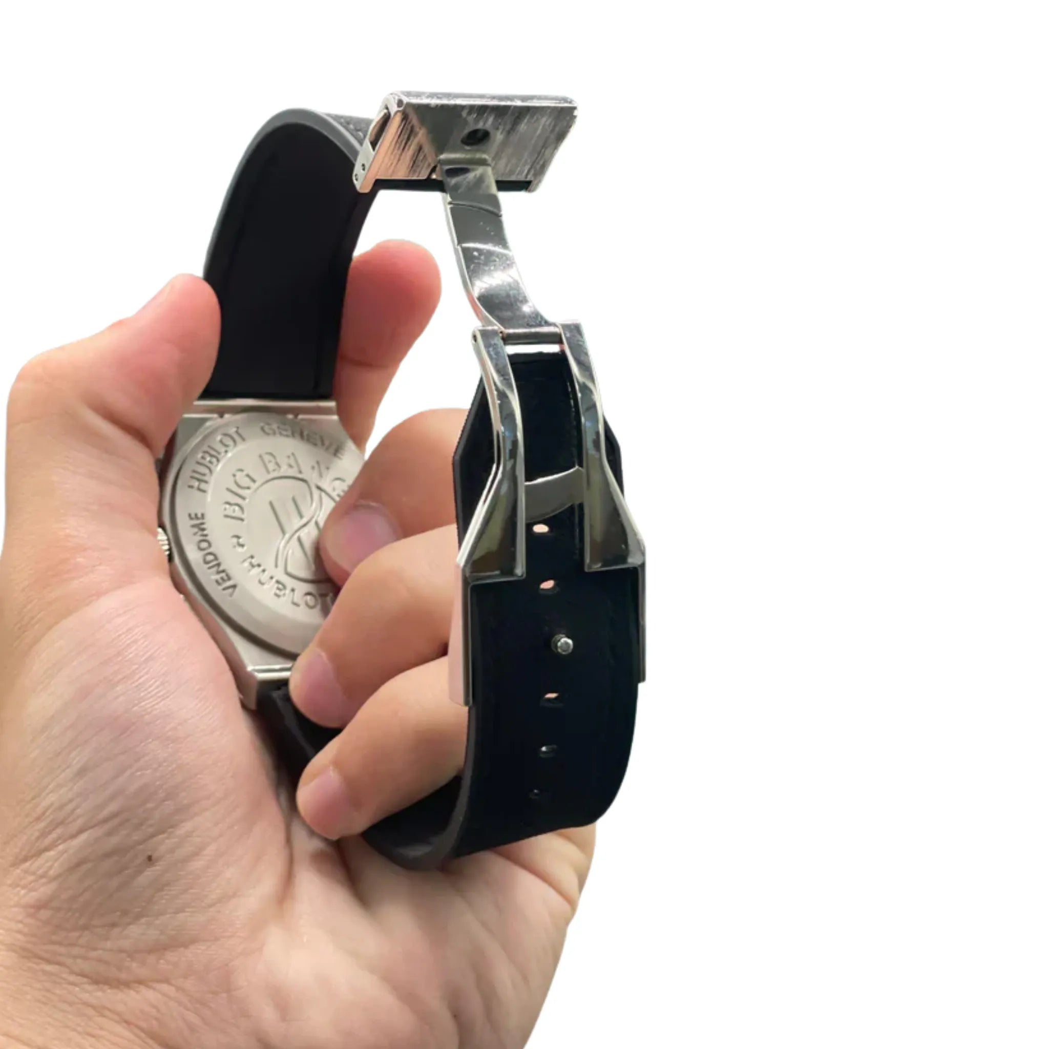 HB Black Strap Black Dial Chronograph Watch – Matte Gray Luxury Edition