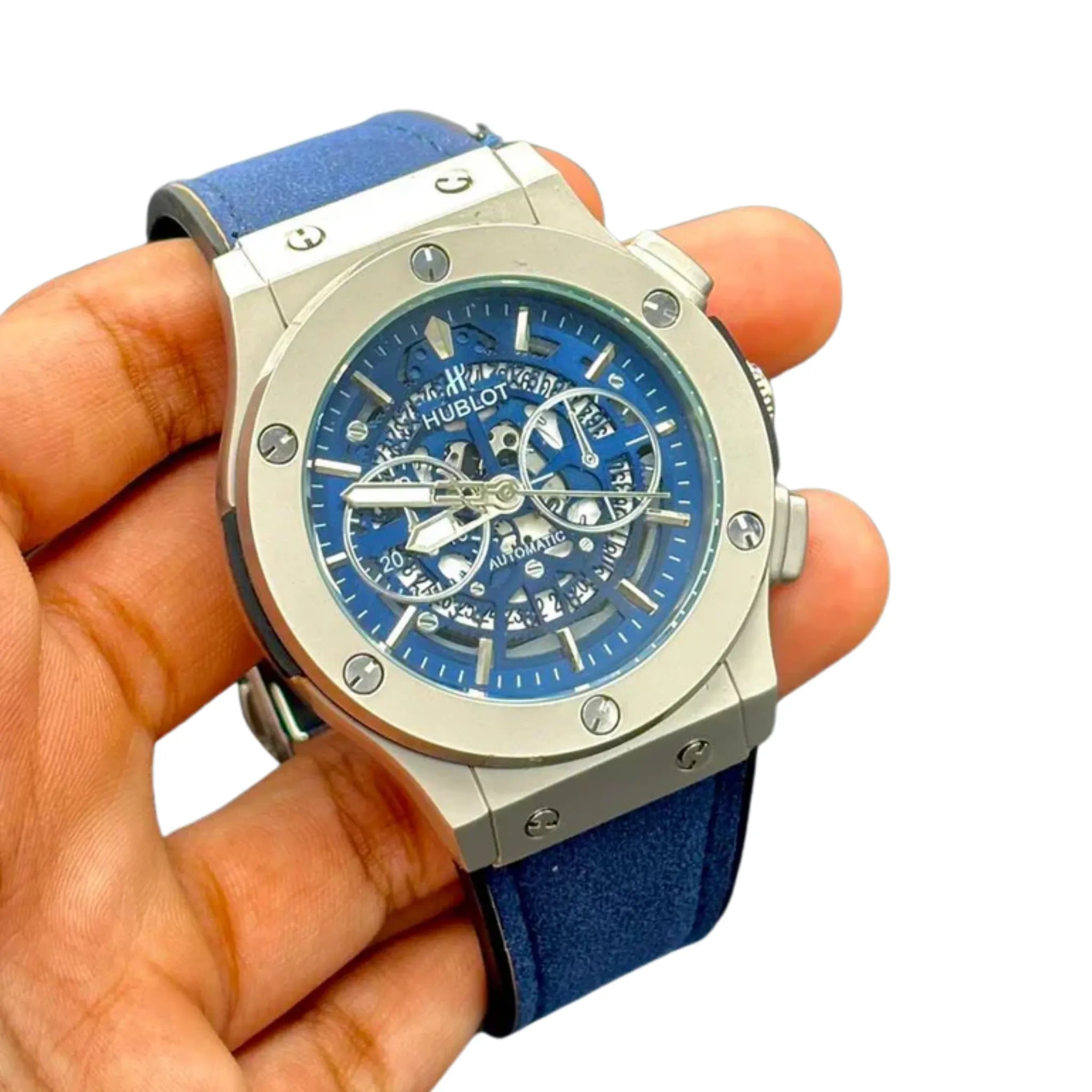 HB Blue Strap Watch for Men – Luxury Blue Dial Wrist Watch