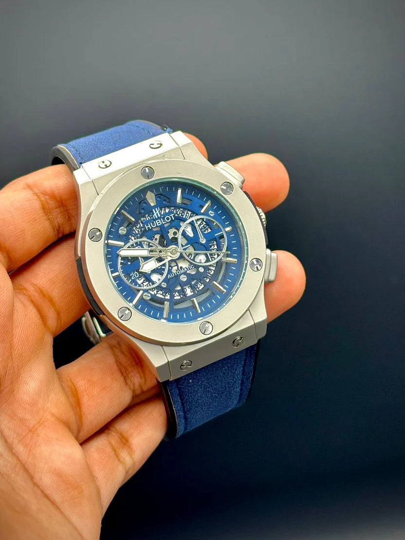 HB Blue Strap Watch for Men – Luxury Blue Dial Wrist Watch