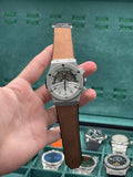 HB Brown Leather Strap Silver Skeleton Dial Chronograph Watch – Matte Gray Luxury Edition