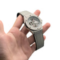 HB Gray Leather Strap Gray Skeleton Automatic Watch – Modern Luxury Edition