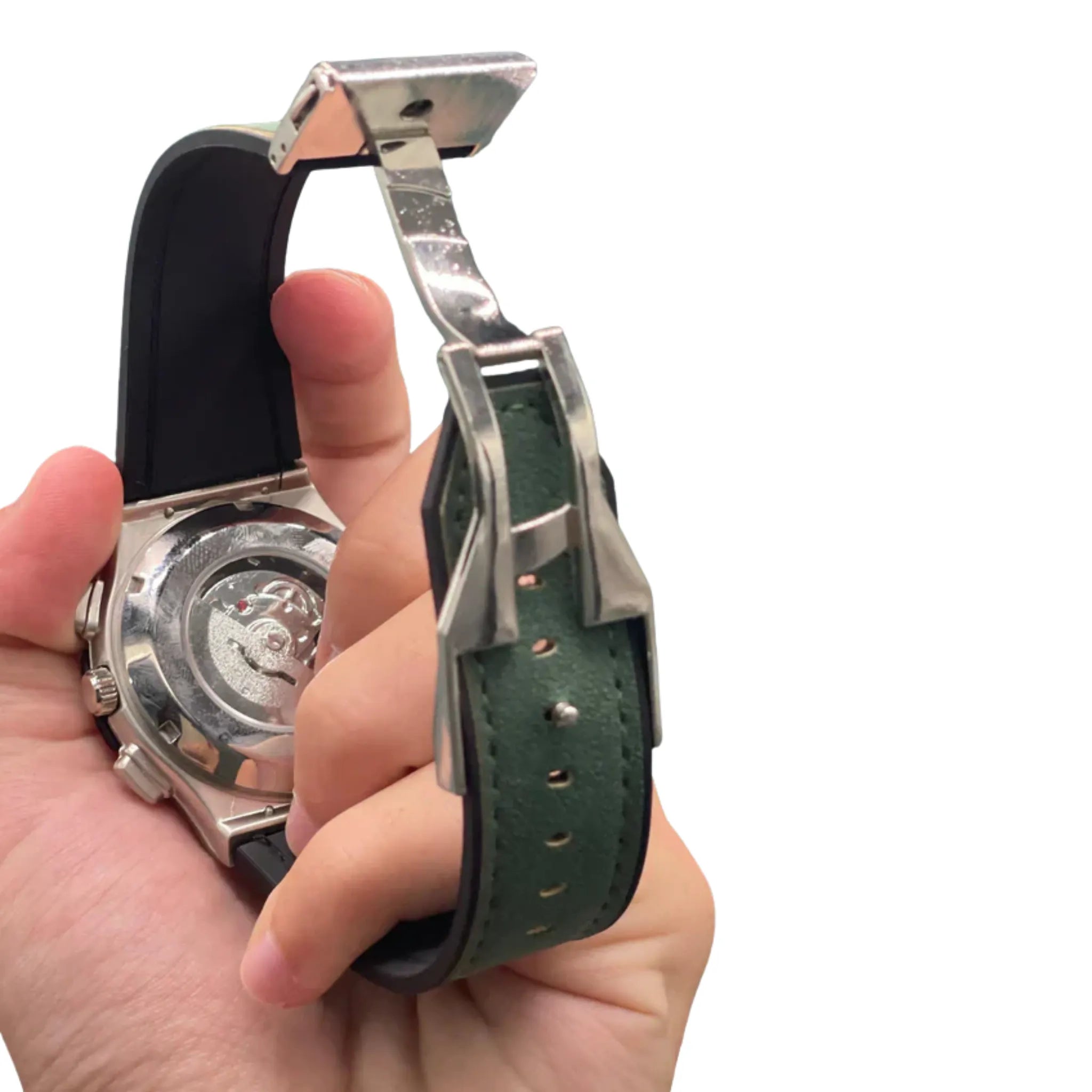 HB Green Skeleton Dial Automatic Watch – Matte Gray Luxury Edition