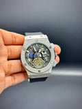 HB Grey Silicone Skeleton Dial Watch – Sport Luxury Modern Edition