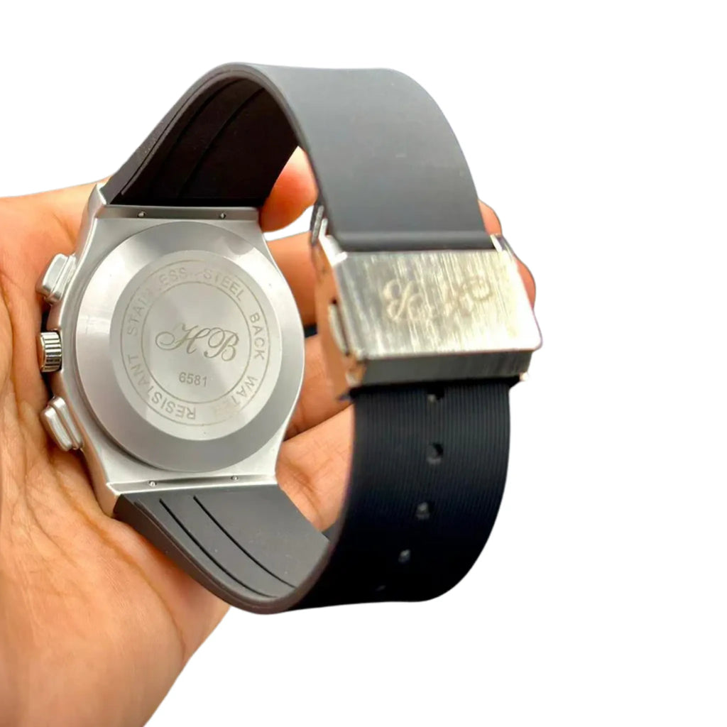 HB Grey Silicone Skeleton Dial Watch – Sport Luxury Modern Edition