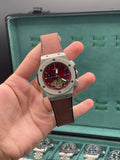 HB Red Skeleton Dial Automatic Watch – Matte Gray Luxury Edition