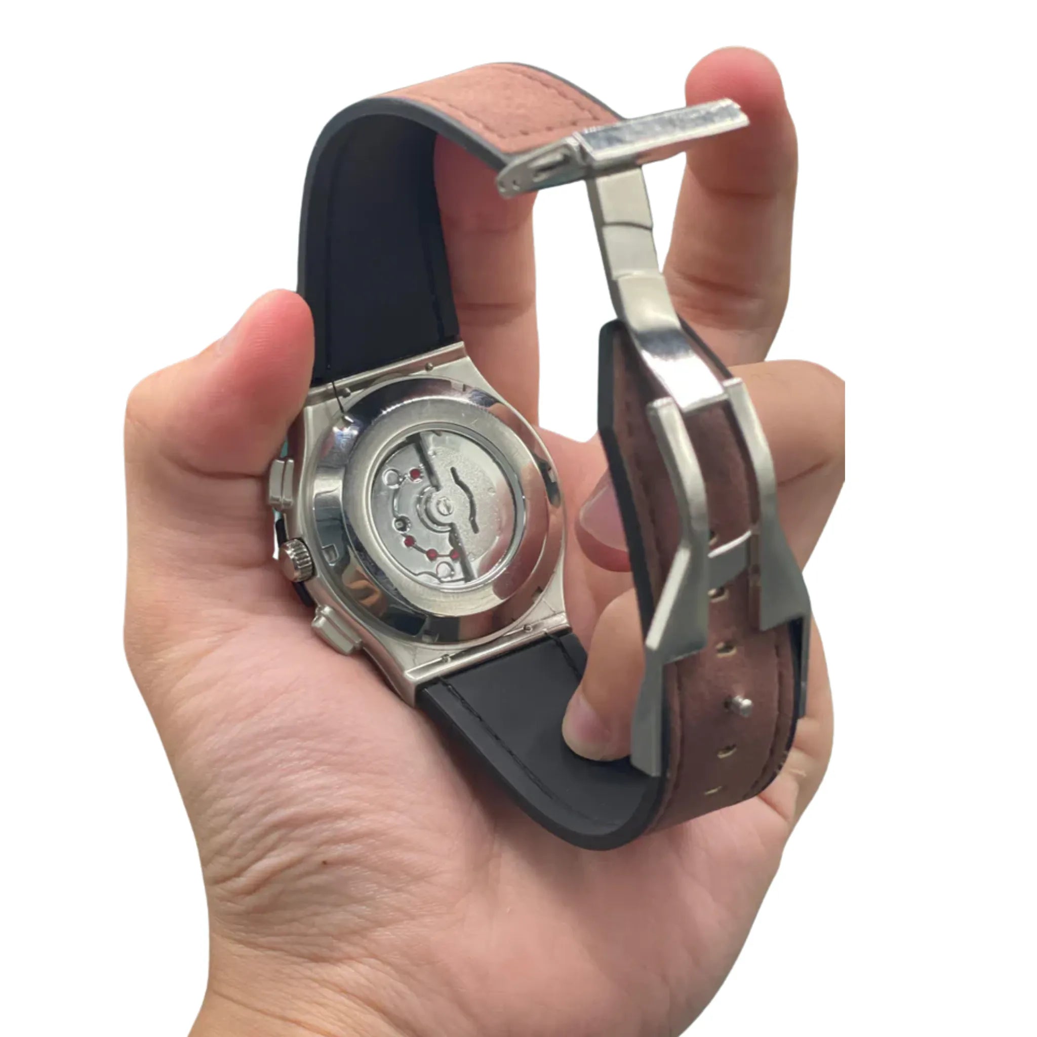 HB Red Skeleton Dial Automatic Watch – Matte Gray Luxury Edition