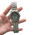 HB Silver Chain Blue Diamond Cut Dial Watch – Luxury Sport Edition