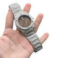 HB Silver Chain Chronograph Brown Dial Watch – Luxury Sport Skeleton Edition