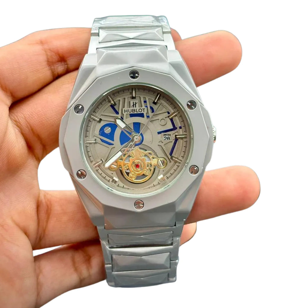 HB Silver Chain Gray Unique Dial Watch – Modern Elegant Edition