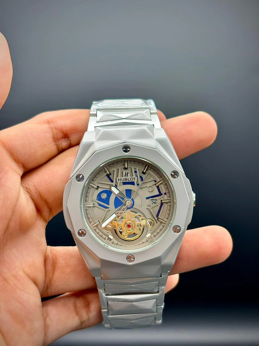 HB Silver Chain Gray Unique Dial Watch – Modern Elegant Edition